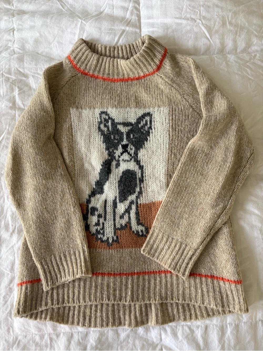 aerie Beige Dog Intarsia Turtleneck Sweater